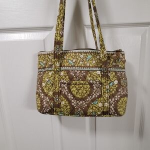 Vera Bradley Sittin In A Tree Quilted Birds Green Blue Brown Floral Purse